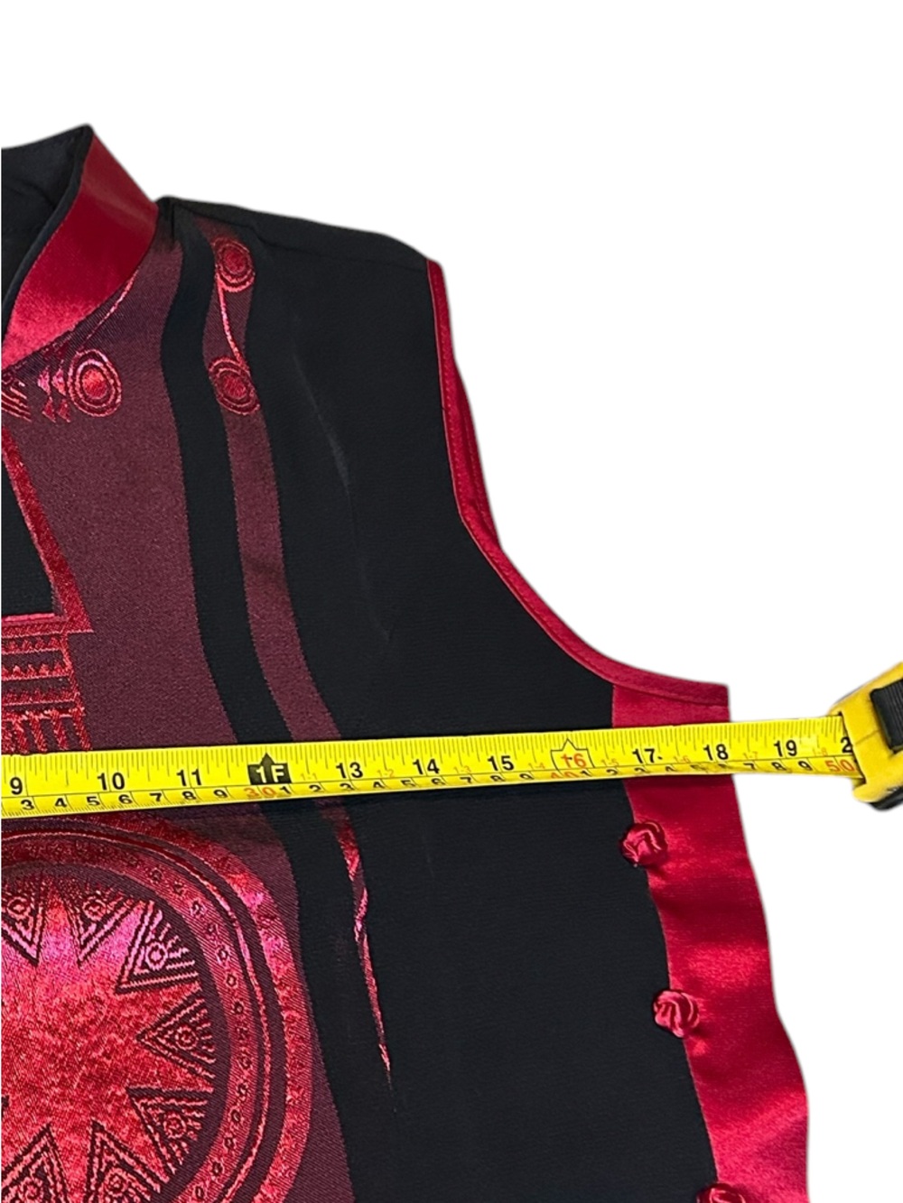 Silk Stunning Red & Black Asian Tunic Vest Statement Piece - Small - Picture 11 of 12